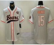 Men's Chicago Bears #15 Rome Odunze White Throwback With Patch Cool Base Stitched Baseball Jersey