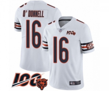 Men's Chicago Bears #16 Pat O'Donnell White Vapor Untouchable Limited Player 100th Season Football Jersey