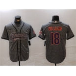 Men's Chicago Bears #18 Caleb Williams Grey With Patch Cool Base Stitched Baseball Jersey