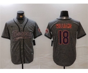 Men's Chicago Bears #18 Caleb Williams Grey With Patch Cool Base Stitched Baseball Jersey