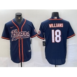 Men's Chicago Bears #18 Caleb Williams Navy BlueWith Patch Cool Base Stitched Baseball Jersey