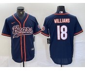 Men's Chicago Bears #18 Caleb Williams Navy BlueWith Patch Cool Base Stitched Baseball Jersey