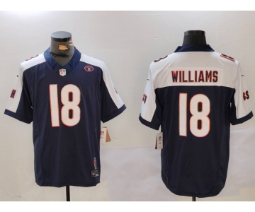 Men's Chicago Bears #18 Caleb Williams Navy White FUSE With 51 Patch Stitched Jersey