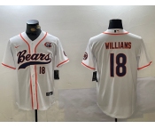 Men's Chicago Bears #18 Caleb Williams Number White Throwback With Patch Cool Base Stitched Baseball Jersey