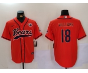 Men's Chicago Bears #18 Caleb Williams Orange Throwback With Patch Cool Base Stitched Baseball Jersey