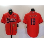 Men's Chicago Bears #18 Caleb Williams Orange Throwback With Patch Cool Base Stitched Baseball Jerseys