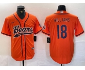 Men's Chicago Bears #18 Caleb Williams Orange With Patch Cool Base Stitched Baseball Jersey