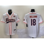 Men's Chicago Bears #18 Caleb Williams White With Patch Cool Base Baseball Stitched Jersey