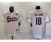 Men's Chicago Bears #18 Caleb Williams White With Patch Cool Base Baseball Stitched Jersey