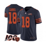 Men's Chicago Bears #18 Taylor Gabriel Limited Navy Blue Rush Vapor Untouchable 100th Season Football Jersey