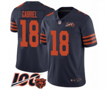 Men's Chicago Bears #18 Taylor Gabriel Limited Navy Blue Rush Vapor Untouchable 100th Season Football Jersey