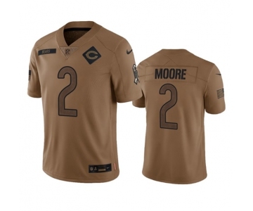 Men's Chicago Bears #2 DJ Moore 2023 Brown Salute To Service Limited Football Stitched Jersey