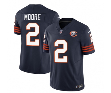 Men's Chicago Bears #2 DJ Moore Navy 2023 F.U.S.E. Throwback Limited Football Stitched Game Jersey