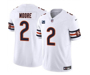 Men's Chicago Bears #2 DJ Moore White 2024 F.U.S.E. With 1-star C Patch Vapor Untouchable Limited Football Stitched Jersey