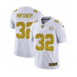 Men's Chicago Bears #32 David Montgomery Flocked Leopard Print Vapor Limited Football Jersey White