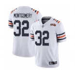 Men's Chicago Bears #32 David Montgomery White 100th Season Limited Football Jersey