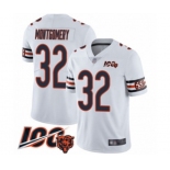 Men's Chicago Bears #32 David Montgomery White Vapor Untouchable Limited Player 100th Season Football Jersey