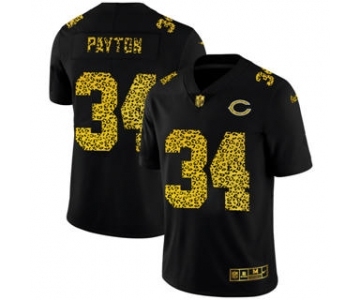 Men's Chicago Bears #34 Walter Payton Black Leopard Print Fashion Vapor Limited Football Jersey