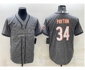 Men's Chicago Bears #34 Walter Payton Gray With Patch Cool Base Stitched Baseball Jersey