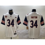 Men's Chicago Bears #34 Walter Payton Limited White Team Patch Fashion FUSE Jersey