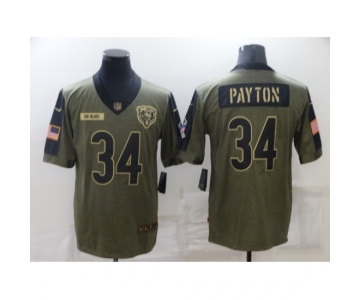 Men's Chicago Bears #34 Walter Payton Nike Olive 2021 Salute To Service Limited Player Jersey