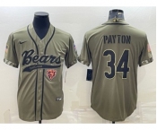 Men's Chicago Bears #34 Walter Payton Olive 2022 Salute To Service Cool Base Stitched Baseball Jersey