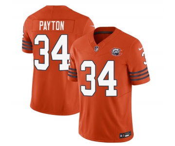 Men's Chicago Bears #34 Walter Payton Orange 2023 F.U.S.E. Throwback Limited Football Stitched Game Jersey