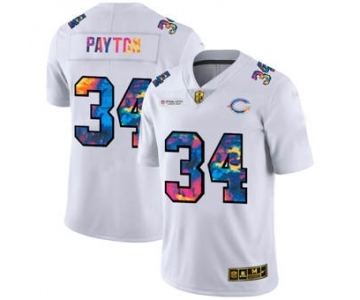 Men's Chicago Bears #34 Walter Payton White Multi-Color 2020 Football Crucial Catch Limited Football Jersey