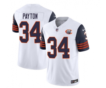 Men's Chicago Bears #34 Walter Payton White Navy 2023 F.U.S.E. Throwback Limited Football Stitched Game Jersey