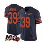 Men's Chicago Bears #39 Eddie Jackson Limited Navy Blue Rush Vapor Untouchable 100th Season Football Jersey