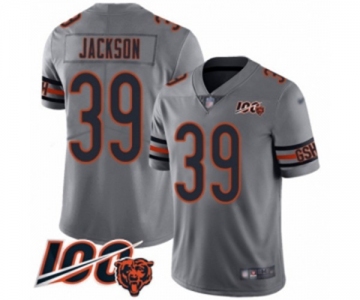 Men's Chicago Bears #39 Eddie Jackson Limited Silver Inverted Legend 100th Season Football Jersey