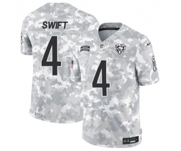 Men's Chicago Bears #4 D'Andre Swift 2024 F.U.S.E Arctic Camo Salute To Service Limited Stitched Football Jersey