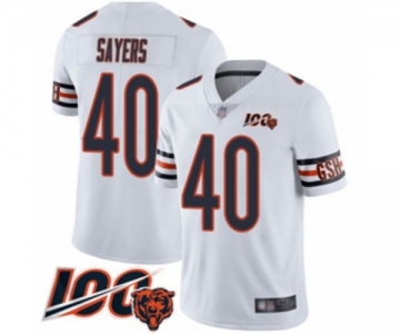 Men's Chicago Bears #40 Gale Sayers White Vapor Untouchable Limited Player 100th Season Football Jersey