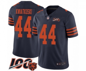 Men's Chicago Bears #44 Nick Kwiatkoski Limited Navy Blue Rush Vapor Untouchable 100th Season Football Jersey