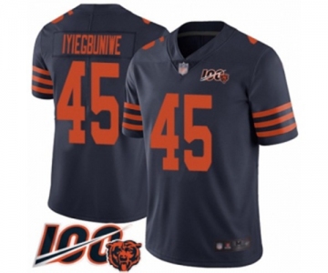 Men's Chicago Bears #45 Joel Iyiegbuniwe Limited Navy Blue Rush Vapor Untouchable 100th Season Football Jersey