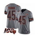 Men's Chicago Bears #45 Joel Iyiegbuniwe Limited Silver Inverted Legend 100th Season Football Jersey