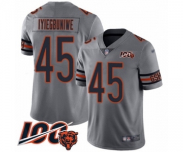 Men's Chicago Bears #45 Joel Iyiegbuniwe Limited Silver Inverted Legend 100th Season Football Jersey