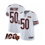 Men's Chicago Bears #50 Mike Singletary White Vapor Untouchable Limited Player 100th Season Football Jersey