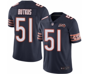 Men's Chicago Bears #51 Dick Butkus Navy Blue Team Color 100th Season Limited Football Jersey