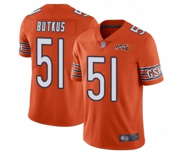 Men's Chicago Bears #51 Dick Butkus Orange Alternate 100th Season Limited Football Jersey