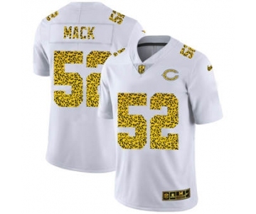 Men's Chicago Bears #52 Khalil Mack Flocked Leopard Print Vapor Limited Football Jersey White