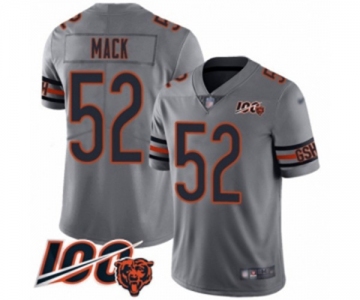 Men's Chicago Bears #52 Khalil Mack Limited Silver Inverted Legend 100th Season Football Jersey