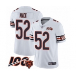 Men's Chicago Bears #52 Khalil Mack White Vapor Untouchable Limited Player 100th Season Football Jersey