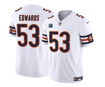 Men's Chicago Bears #53 T.J. Edwards White 2024 F.U.S.E. With 1-star C Patch Vapor Untouchable Limited Football Stitched Jersey