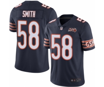 Men's Chicago Bears #58 Roquan Smith Navy Blue Team Color 100th Season Limited Football Jersey