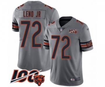 Men's Chicago Bears #72 Charles Leno Limited Silver Inverted Legend 100th Season Football Jersey