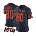 Men's Chicago Bears #80 Trey Burton Limited Navy Blue Rush Vapor Untouchable 100th Season Football Jersey