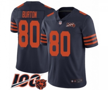 Men's Chicago Bears #80 Trey Burton Limited Navy Blue Rush Vapor Untouchable 100th Season Football Jersey