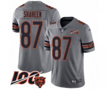 Men's Chicago Bears #87 Adam Shaheen Limited Silver Inverted Legend 100th Season Football Jersey