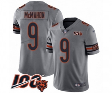 Men's Chicago Bears #9 Jim McMahon Limited Silver Inverted Legend 100th Season Football Jersey